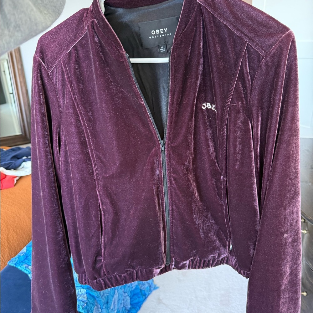 Obey Women's Purple Velvet Jacket